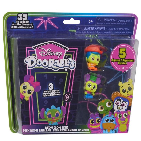 5pc Disney Doorables Neon Glow Peek Kids/Children Interactive Toy Assorted 5+