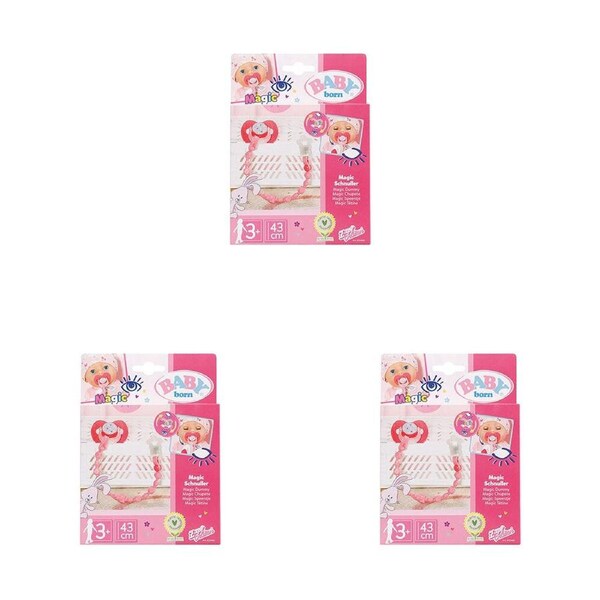3PK Baby Born Magic Dummy w/ Chain 2 Doll 43cm Pacifier Assorted Kids/Child 3y+