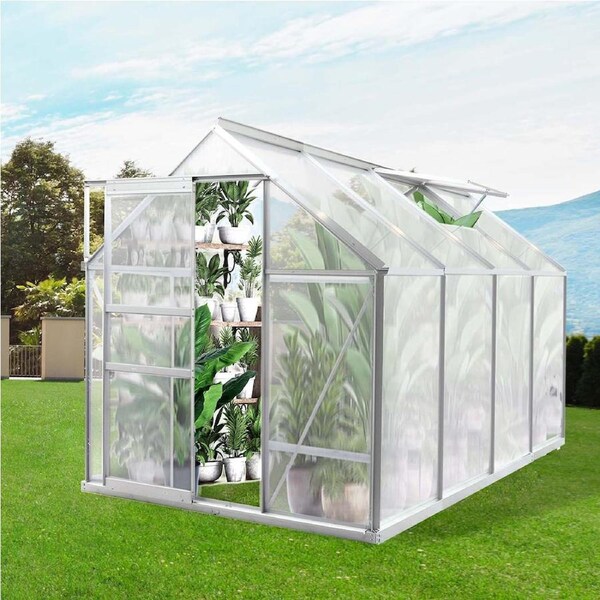 Lambu Greenhouse Aluminium Walk In Green House Garden Storage Shed Plant Cover 2.54m x&nbsp;1.9m x&nbsp;1.95m