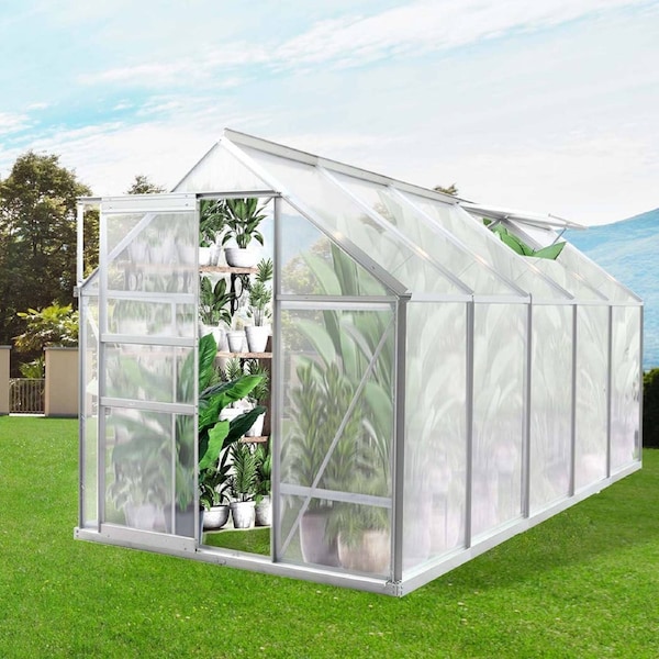 Lambu Greenhouse Aluminium Walk In Green House Garden Storage Shed Plant Cover 3.16m x 1.9m x 1.95m