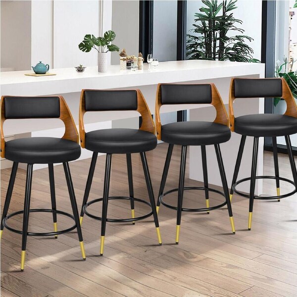 4x ALFORDSON Bar Stools Morgan Swivel Chairs Black