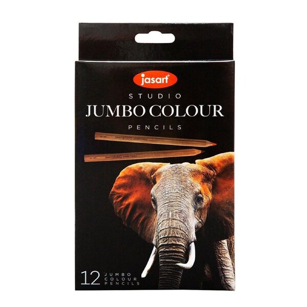 12pc Jasart Studio Jumbo Colour Pencil Set 5.0mm Lead Art Drawing/Sketching