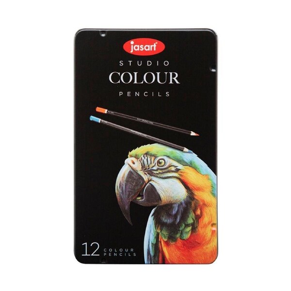12pc Jasart Studio Art/Craft Tin Colour Pencil Set Sketching/Drawing Non-Toxic