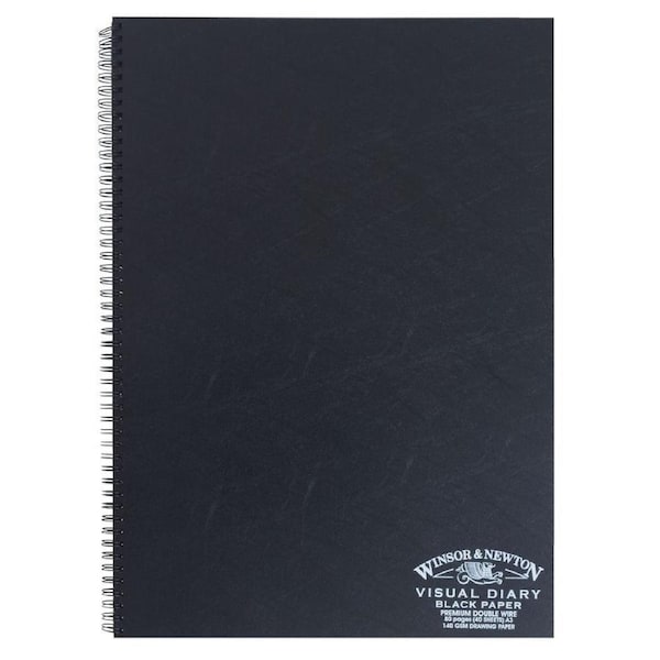 Winsor And Newton Wire Bound Visual Diary 40 Sheets 140gsm A3 Black Paper