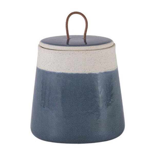 Ladelle Aster Delphinium Blue Stoneware Canister Food Storage Container w/ Lid