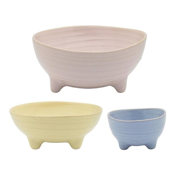 3pc Ecology Ottawa Stoneware Nesting Bowls 8/12/16cm Blue/Lemon & Blush