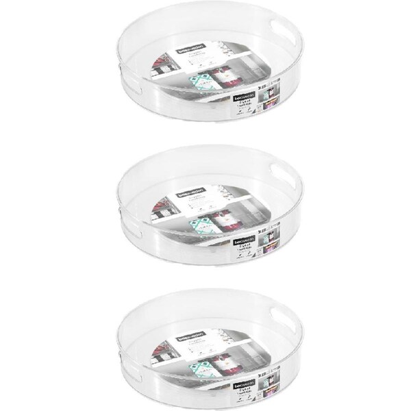 3x Boxsweden 30cm Crystal Round Turntable Kitchen Storage Container Organiser