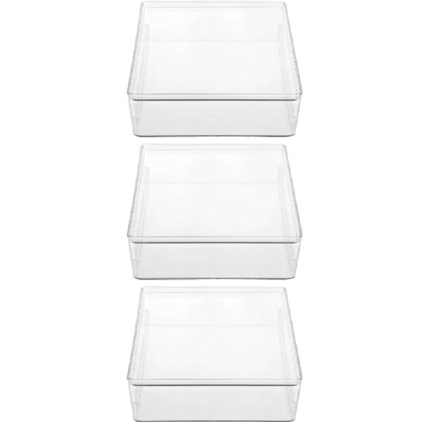3x Boxsweden Tidy 7L 34cm Crystal Lidded Kitchen/Room Storage Organiser Box CLR