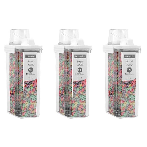 3x Boxsweden Crystal 2.3L Keep Fresh Dispensing Container w/ Measuring Cup Clear