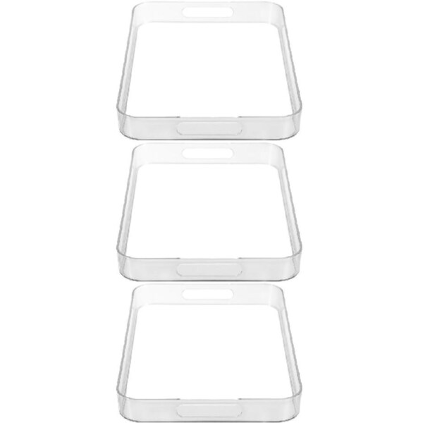 3x Boxsweden 43cm Crystal Serving Tray Storage Container Pantry Organiser Clear