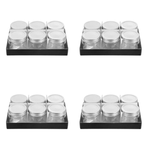 4x 6pc Lemon & Lime 200ml Preserve Jar Bottle Capri Glass w/ Silver Lid Storage