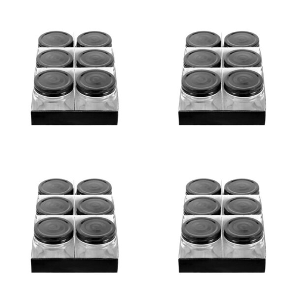 4x 6pc Lemon & Lime 200ml Preserve Jar Bottle Capri Glass w/ Black Lid Storage