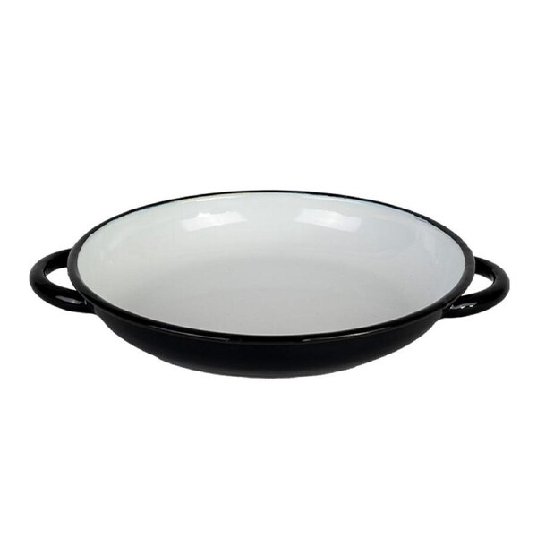 Urban Style Enamelware 24cm Ragout Plate Food Dinner Dish w/ Handle Black/White