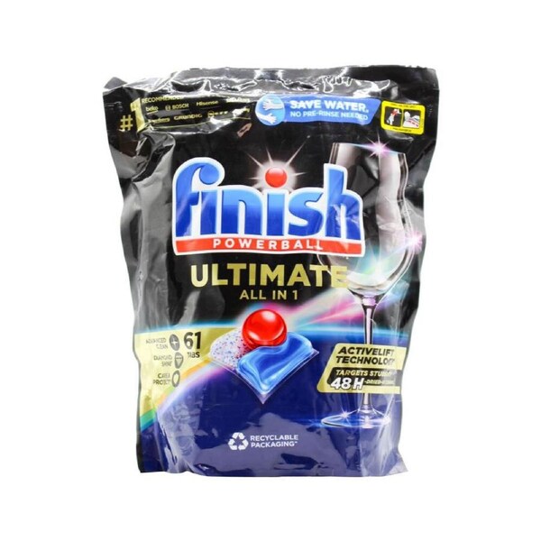 61pc Finish Ultimate All In 1 Powerball Dishwasher Cleaning Shine Tablets