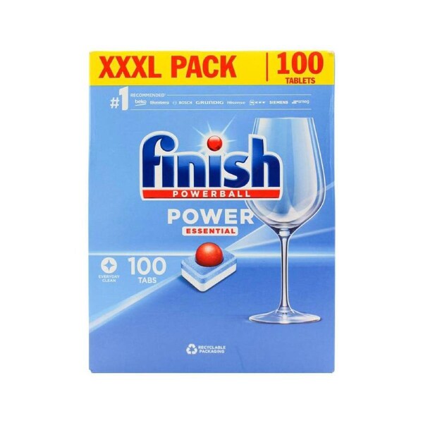 100pc Finish Power Essential Everyday Clean Dishwasher Cleaning Tablets