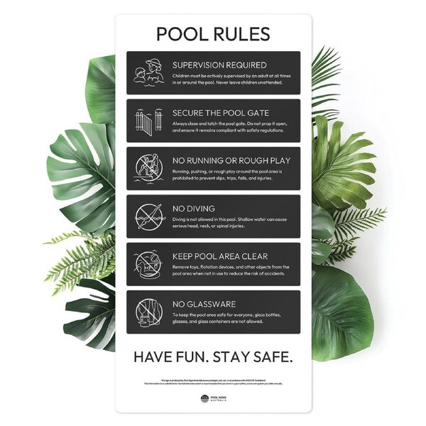 Charcoal Pool Rules Sign