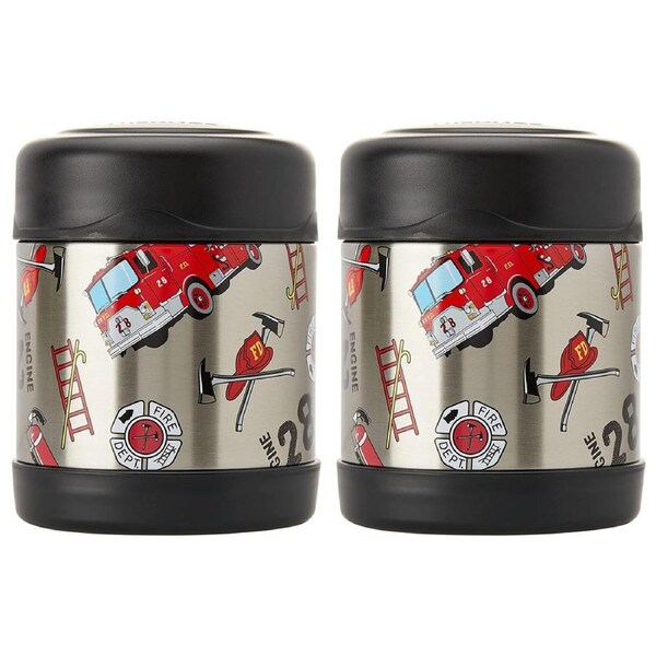 2x Thermos 290ml Funtainer Vacuum Insulated Food Jar Fire Truck Stainless Steel