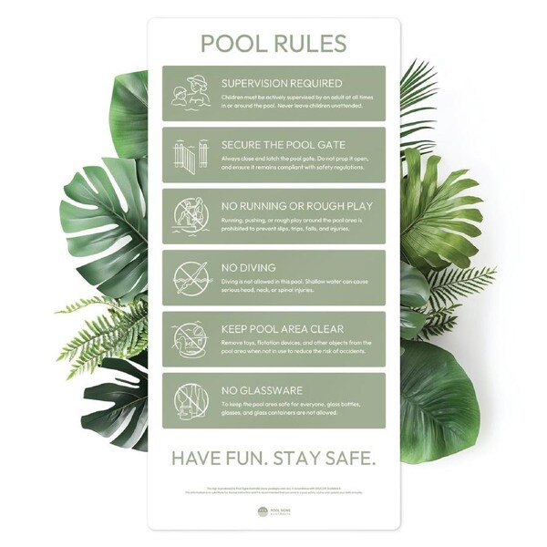 Moss Green Pool Rules Sign