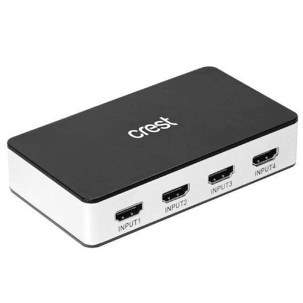 Crest 4-Way HDMI Female Input Switch Splitter Box 4K/1080P Ultra HD Resolution