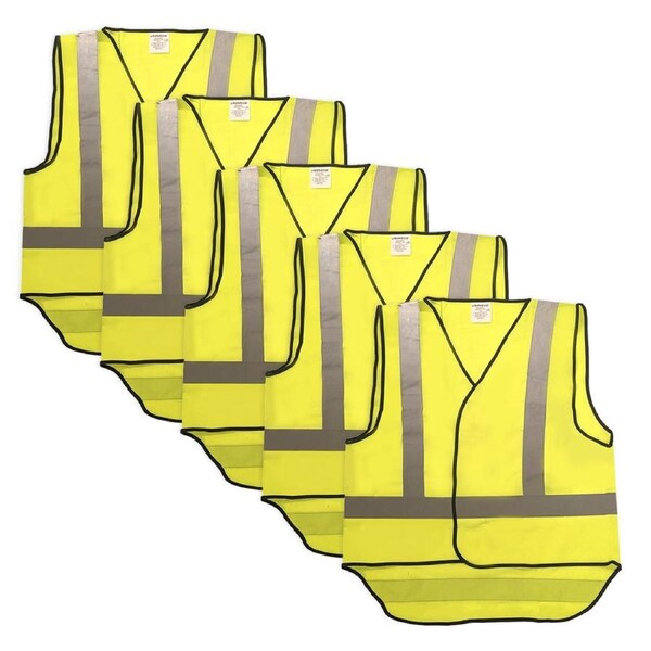 5x Safecorp Hi-Vis Safety Reflective Vest Personal PPE Workwear Day/Night YEL XL