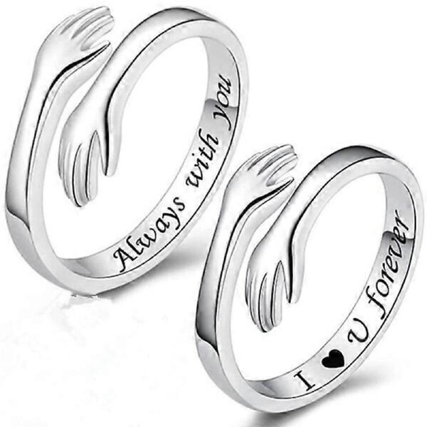 JOYBUY S925 Sterling Silver Hug Ring For Women Teen Gilrs Adjustable Ri