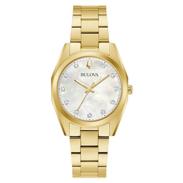 Bulova Diamond Gold Tone Mother-of-Pearl Stainless Steel Women's Watch (97P172)