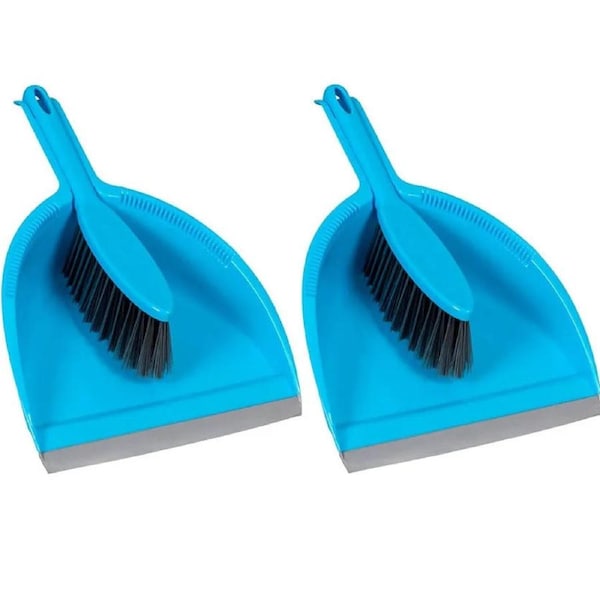 Cleanlink Dustpan Brush Set Dust Pan Blue 2 Pack