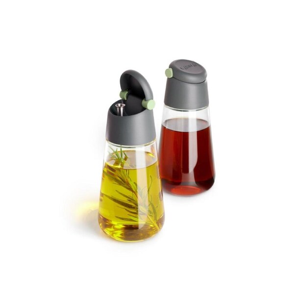 Lekue 2 Piece Oil & Vinegar Set - Grey