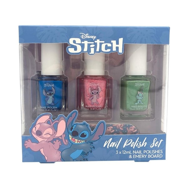 3pc Disney Stitch Nail Polish Kids Pamper Accessory Gift Box Set w/ Nail File