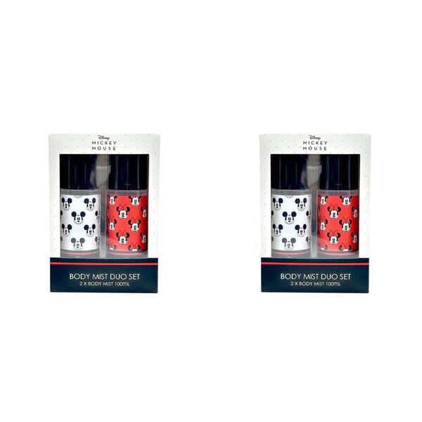 2PK Disney Mickey & Minnie Mouse 100ml Bath Body Mist Duo Set Peach Scented