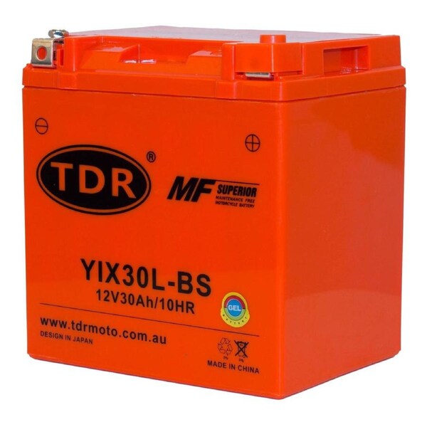 TDR YIX30L-BS GEL Battery 12V 30Ah Motorcycle ATV Dirt Bike Snowmobile Watercraft Maintenance Free Sealed AGM Dry Cell Terminals Rechargeable 300CCA Dimensions 165x125x175mm