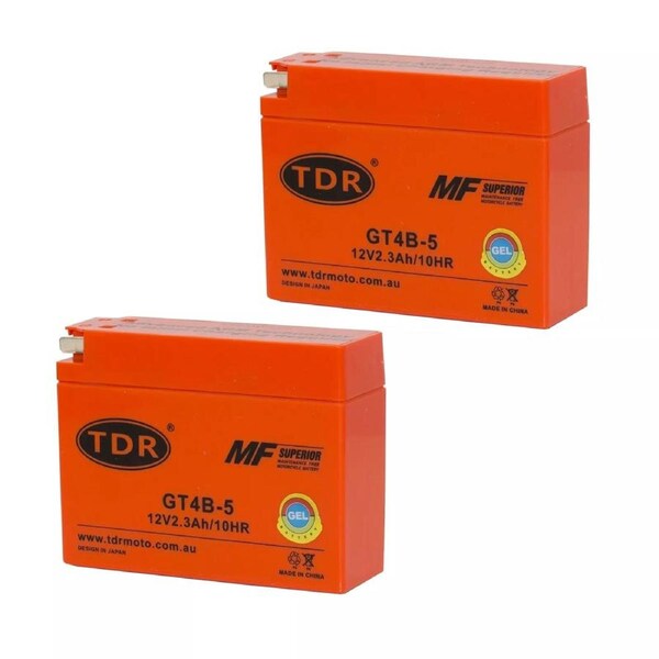 TDR 2pcs YT4B-BS GT4B-5 GEL 12V 2.3AH Motorcycle Battery MBT4B-B MBT4BB YT4BBS GT4B5 40CCA Maintenance-Free Sealed AGM Battery Rechargeable Freeze Resistant Dimensions