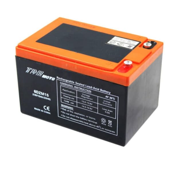 TDR 12V 15Ah AGM Deep Cycle Motorcycle Battery: Ideal for electric golf cart, dust collector, mower, and more Maintenance-Free Sealed Design, Spill-Proof
