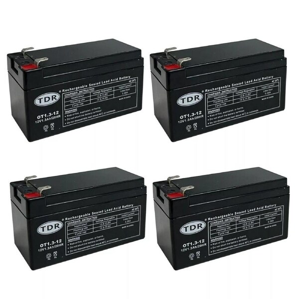 TDR AGM 12V 1.3Ah Sealed Lead Acid SLA Deep Cycle Battery 4.8mm F1 Terminals Maintenance-Free Rechargeable Toy UPS Emergency Light PA System Industrial Use