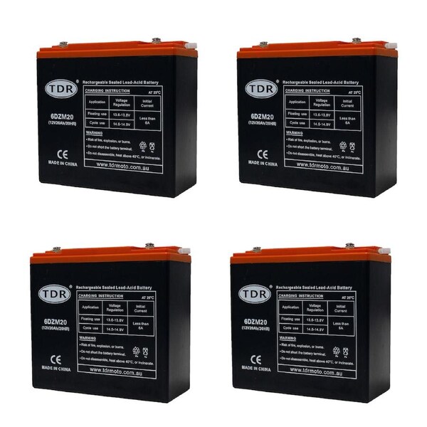 TDR 4pcs 6DZM20 12V 20Ah AGM Deep Cycle Battery For Buggy