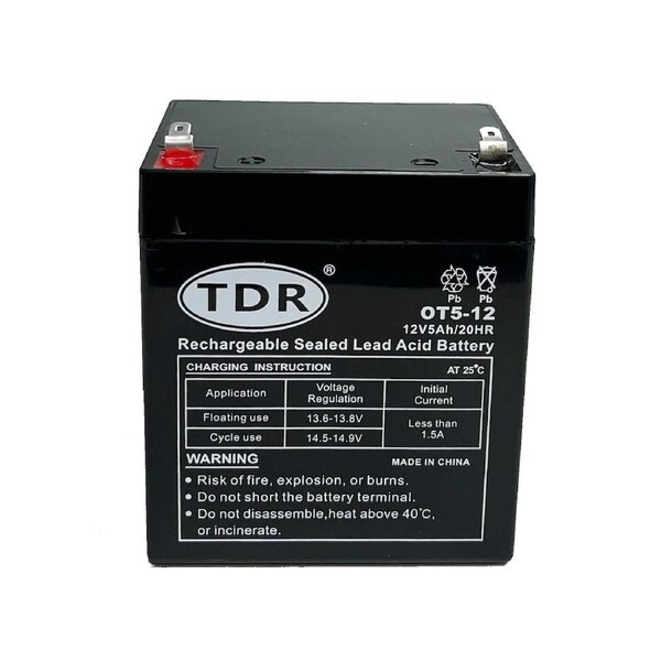 TDR 12V 5AH 4.5Ah Sealed Lead Acid SLA Compact Battery for Powering 12V Equipment for s, golf carts, dust collectors, mowers