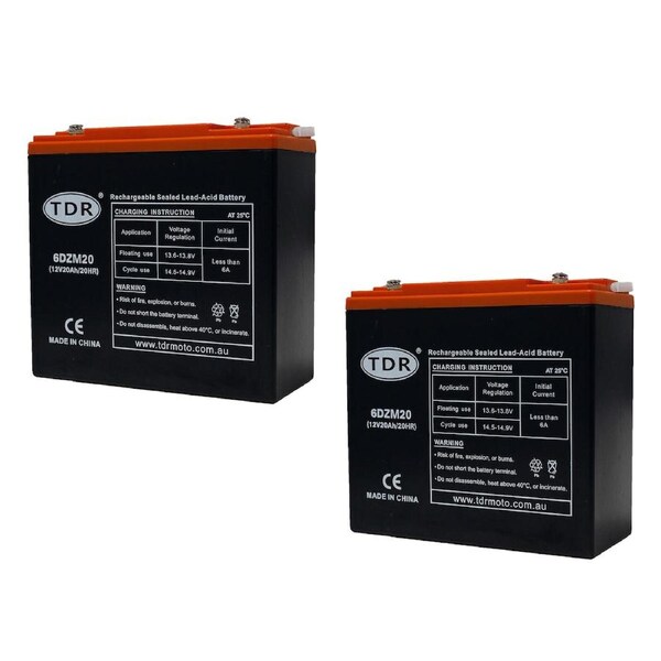 TDR 2pcs 6DZM20 12V 20Ah AGM Deep Cycle Battery For Buggy