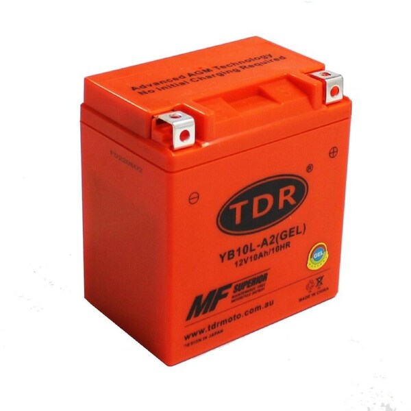 TDR YB10L-A2 GEL 12V 10AH Motorcycle Battery Snowmobile ATV Dirt Pit Bike Maintenance-Free Rechargeable AGM Technology Replacement YTX10-BS CB10L-A2 Gilera Kawasaki Suzuki Yamaha