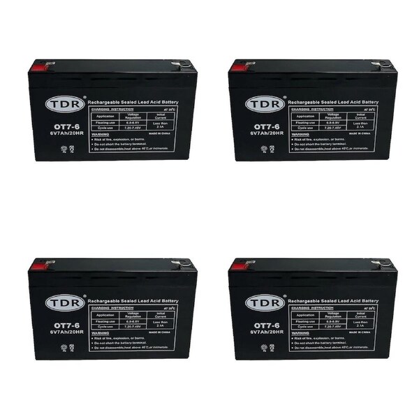 TDRMOTO 4pcs BATTERY OT7-6 6V 7AH AGM Deep Cycle Sealed Lead Acid SLA GEL AGM BATTERY for s, golf carts, dust collectors, mowers