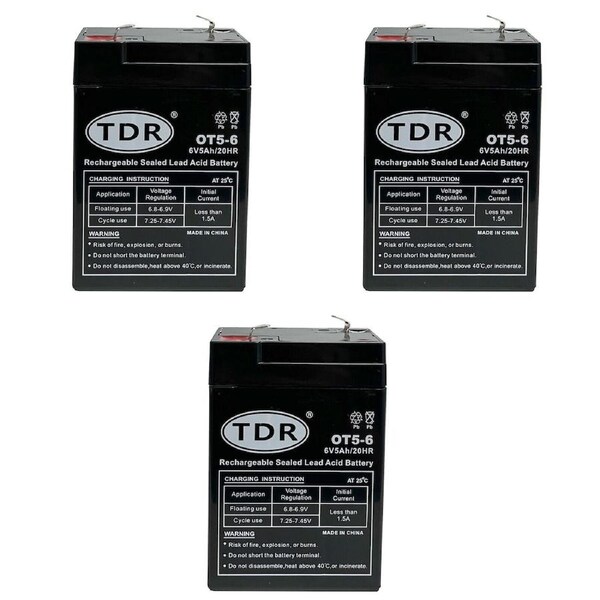 TDR 3PCS 6v 5ah battery For 6 Volts 4.5Ah 4.0Ah Kids Car Ride On s, golf carts, dust collectors, mowers