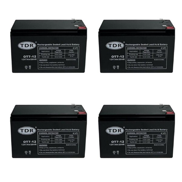 TDR 4pcs OT7-12 12V 7Ah Sealed Lead Acid Battery for s, golf carts, dust collectors, mowers