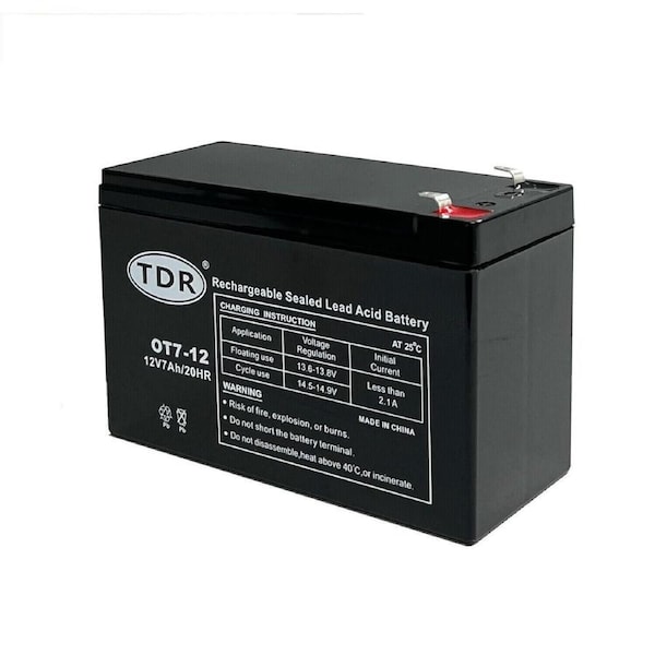 TDR OT7-12 12V 7Ah Sealed Lead Acid Battery AGM Deep Cycle Electric Vehicles Scooters Golf Carts Dust Collectors Mowers Alarm UPS Marine Tools
