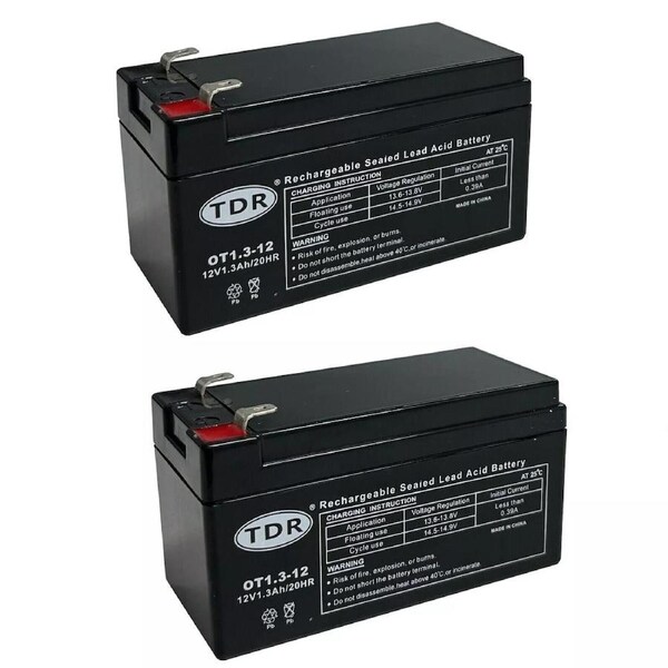 TDR 2pcs AGM 12V 1.3Ah Sealed Lead Acid SLA Deep Cycle Battery 4.8mm F1 Terminals Maintenance-Free Rechargeable Toy UPS Emergency Light PA System Industrial Use