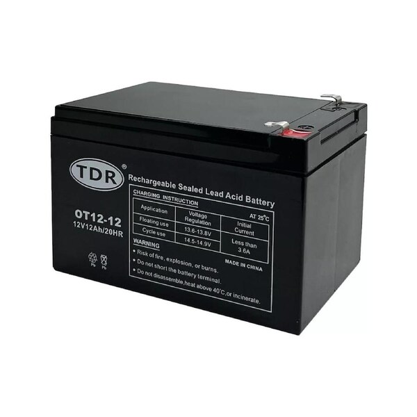 TDR 12V 12Ah AGM Battery Deep Cycle Electric Vehicles Solar Marine Scooter Camping Golf Cart Dust Collector Mower Sealed Maintenance-Free Faston Terminal Power Supply Long Life