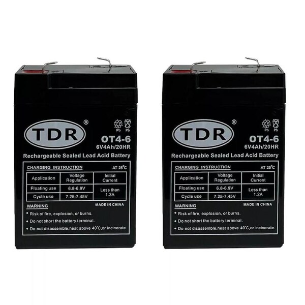 TDR 2pcs 6V 4.5Ah SLA Rechargeable Battery Sealed Lead Acid Maintenance-Free Faston Terminal Electric Bike Scooter UPS Alarm System Golf Cart Toy Power Supply