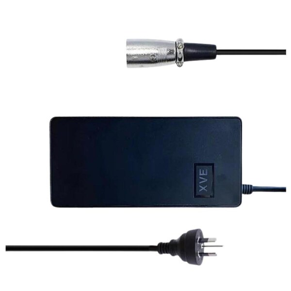 XVE Fast Lithium Battery Charger - Input: 100V-240VAC, Output: 54.6V 3A, Suitable for 48V Electric Bike Scooter, Camera, Light, Display, 3-Pin XLR Connector, Australian Approved Standard