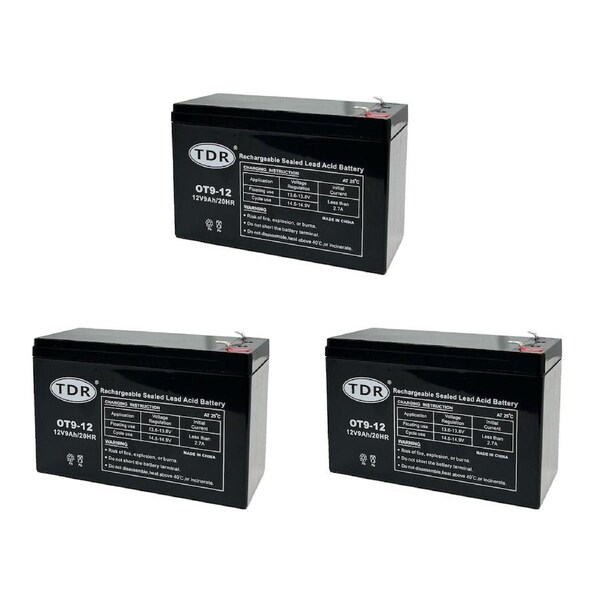 TDR 3pcs GEL 12V 9Ah SLA DEEP CYCLE BATTERY for Solar Camping Marine Vehicle 4WD for s, golf carts, dust collectors, mowers