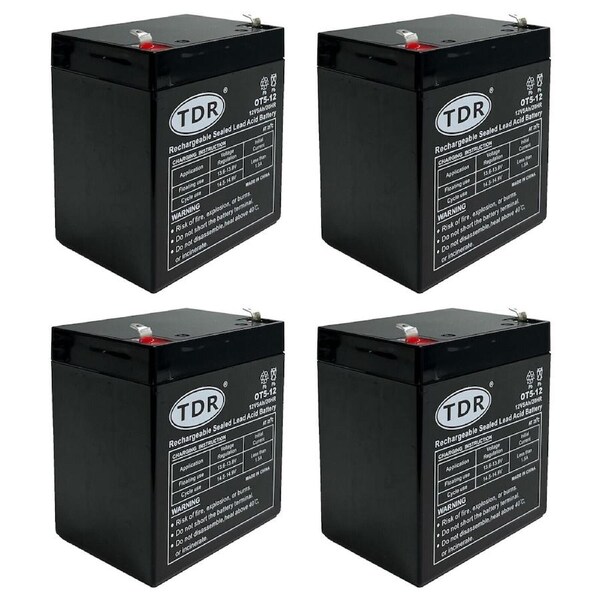 TDR 4pcs 12V 5AH 4.5Ah Sealed Lead Acid SLA Compact Battery for Powering 12V Equipment for s, golf carts, dust collectors, mowers
