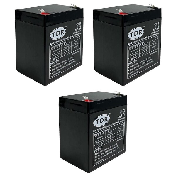 TDR 3pcs 12V 5AH 4.5Ah Sealed Lead Acid SLA Compact Battery for Powering 12V Equipment for s, golf carts, dust collectors, mowers