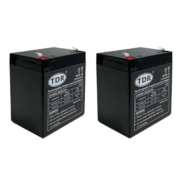 TDR 2pcs 12V 5AH 4.5Ah Sealed Lead Acid SLA Compact Battery for Powering 12V Equipment for s, golf carts, dust collectors, mowers